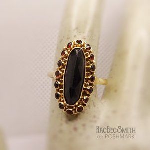 Solid 14k European Gold Ring with Garnet